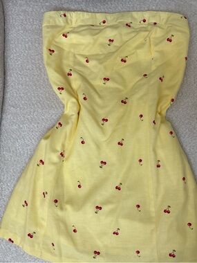 Jessica Simpson Yellow Smocked Top with Cherry Accent